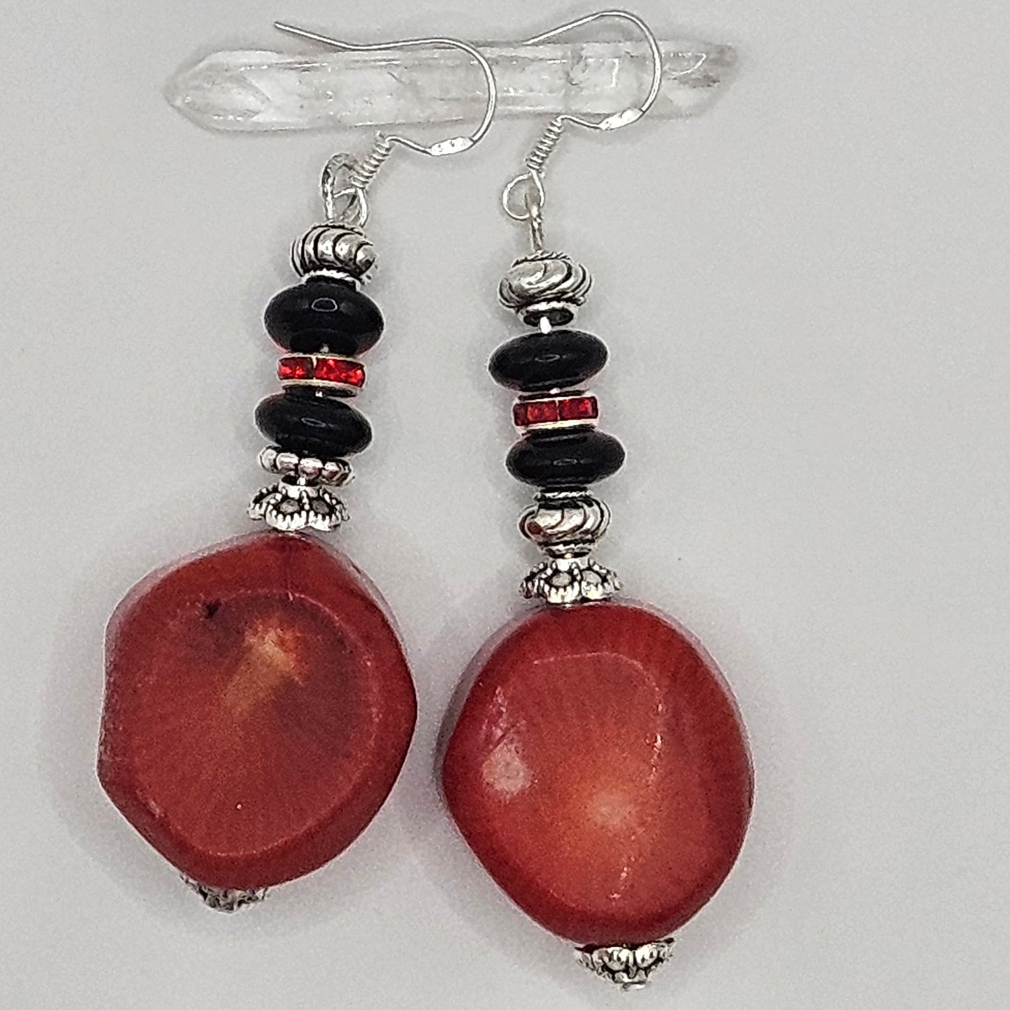 Earrings - Trade/Gemstone Beads - Red Coral