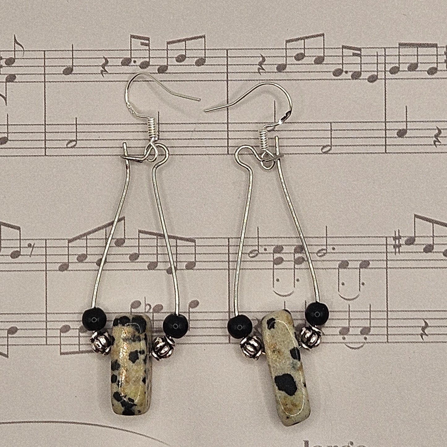Earrings - Trade/Gemstone Beads - Dalmatian Jasper Crystal