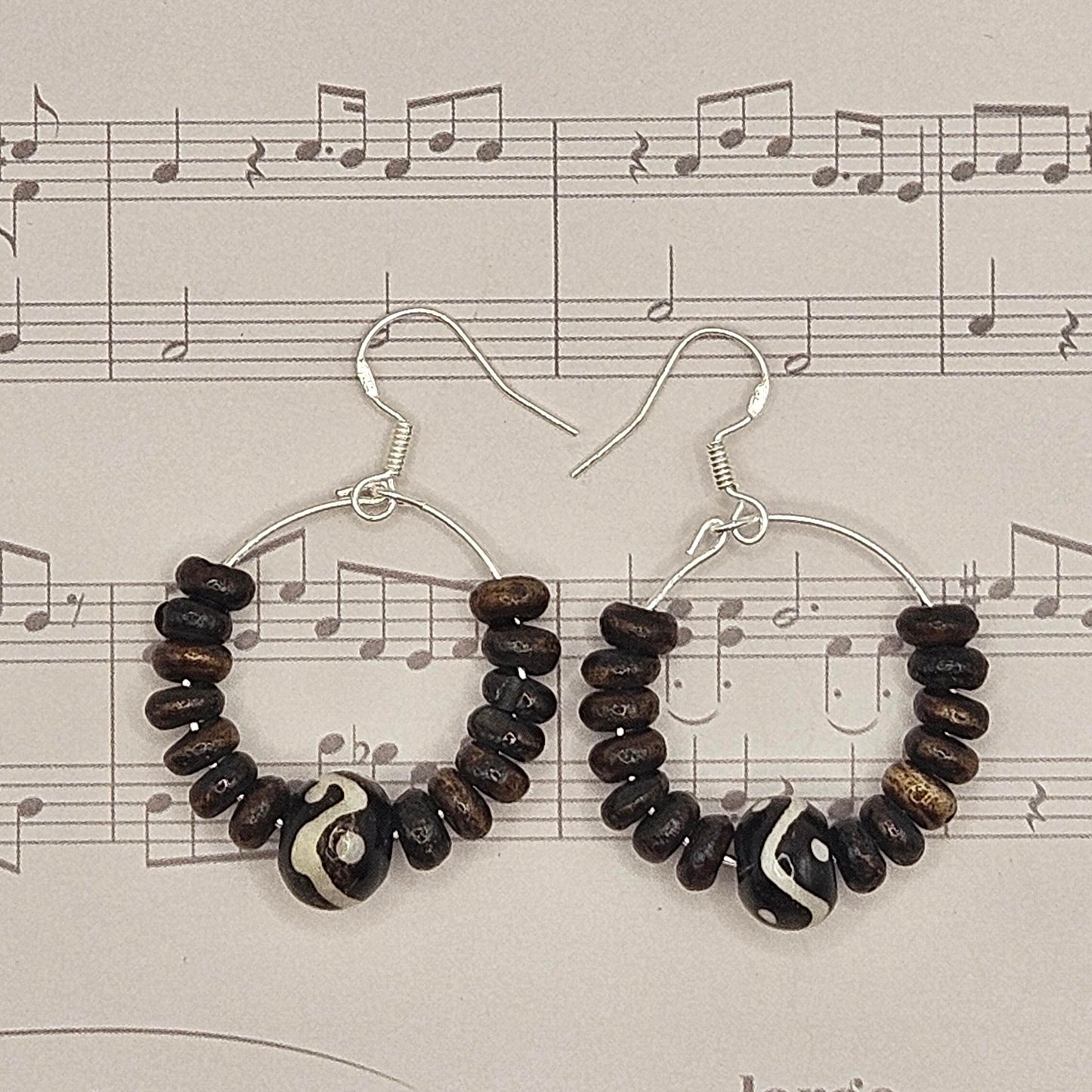 Earrings - Trade/Gemstone Beads - Bone and Sandlewood Timber Beads