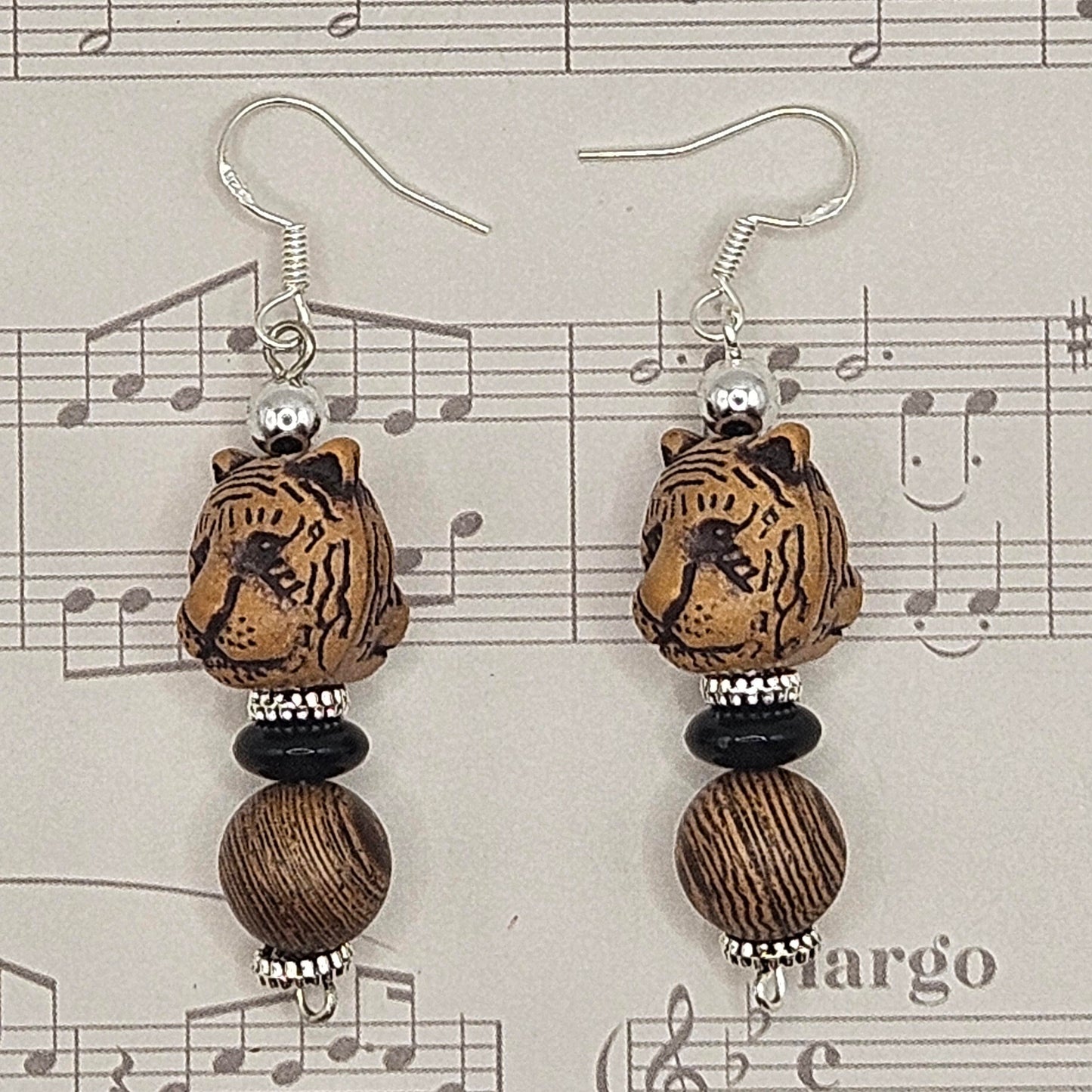 Earrings - Trade/Gemstone Beads - Tiger