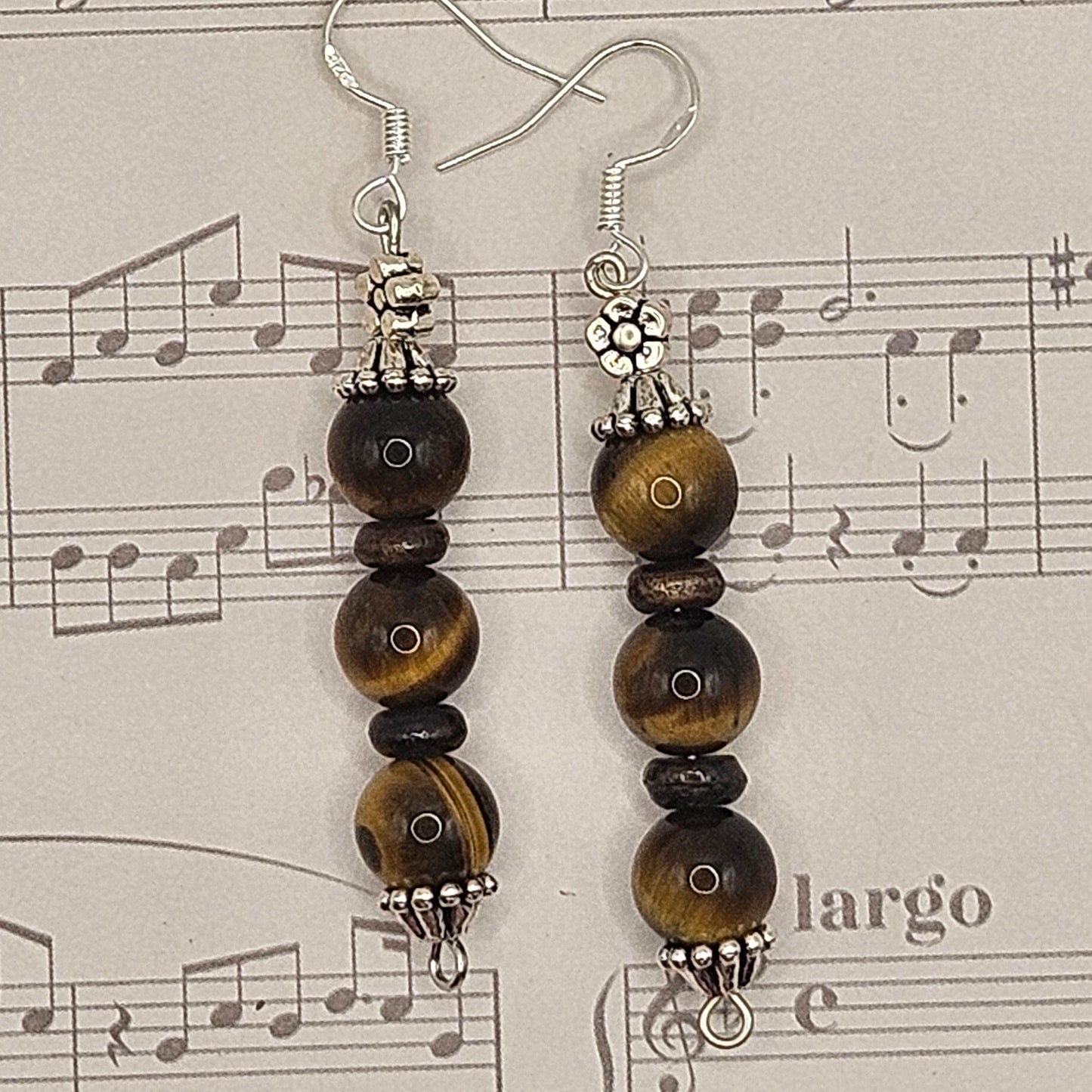 Earrings - Trade/Gemstone Beads - Tigers eye