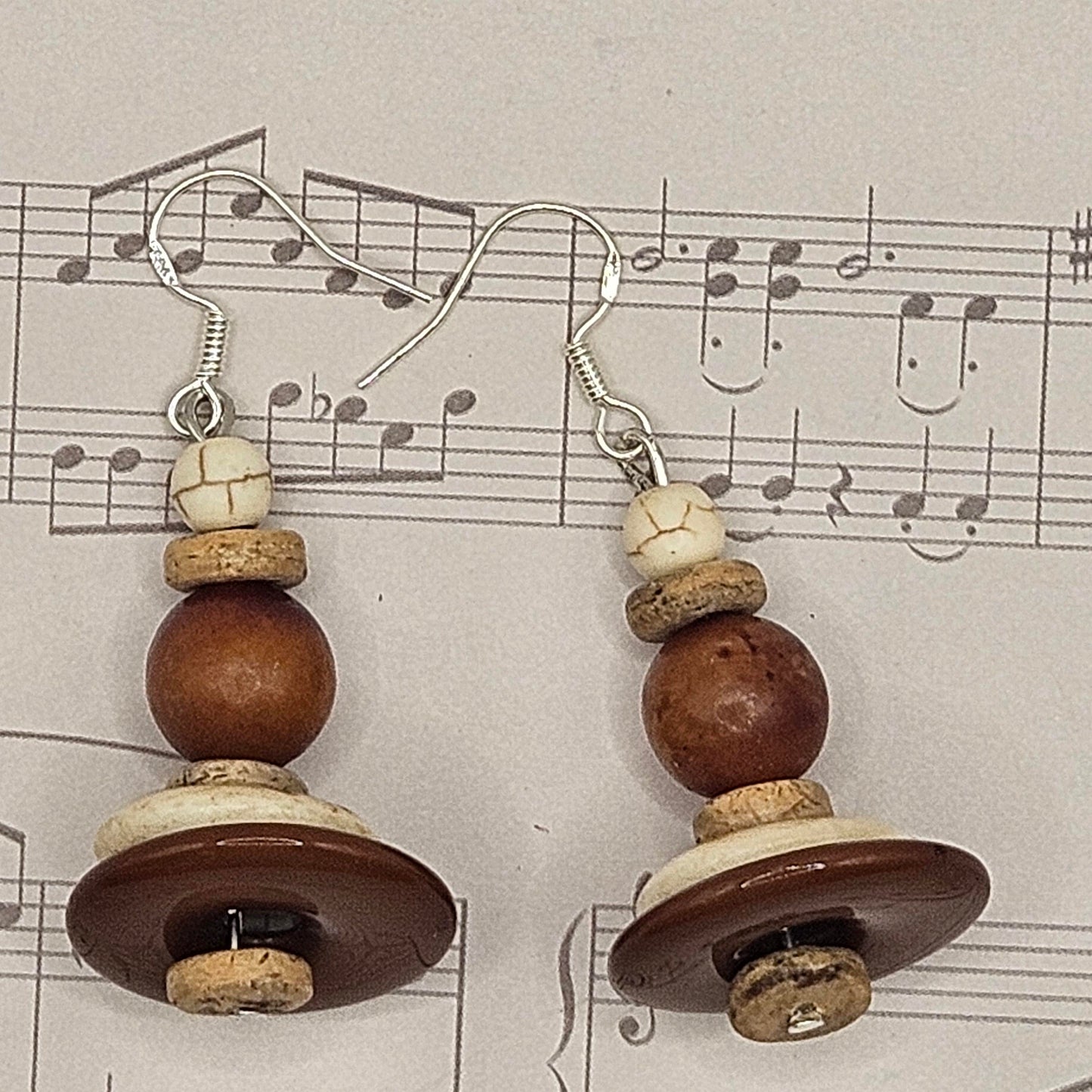 Earrings - Trade/Gemstone Beads - Bone Stones and Coconut Beads