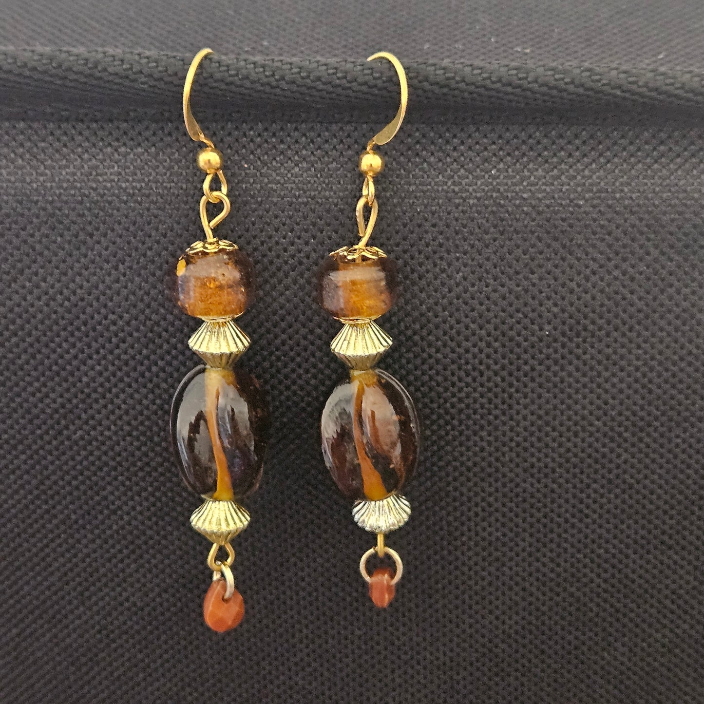 Earrings - Glass Beads -Amber