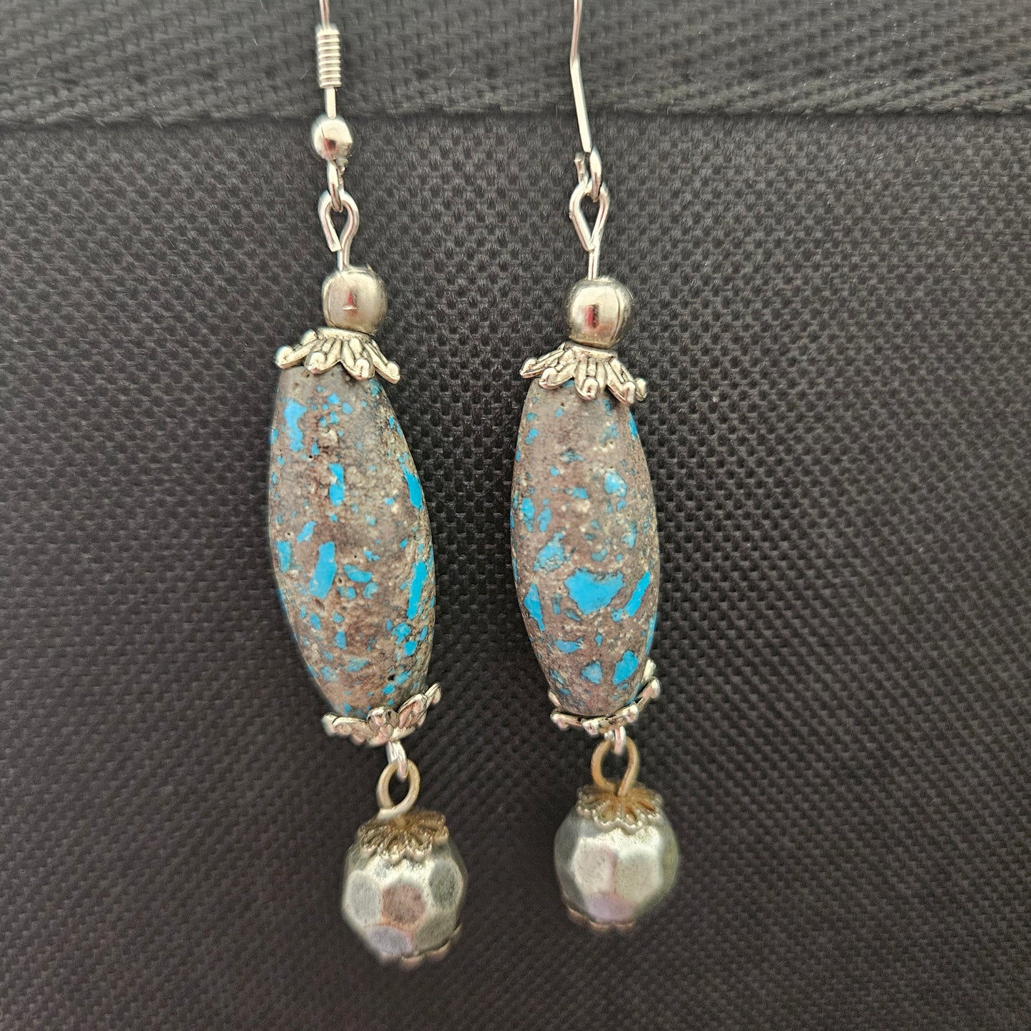 Earrings - Trade/Gemstone Beads - Speckled Stone