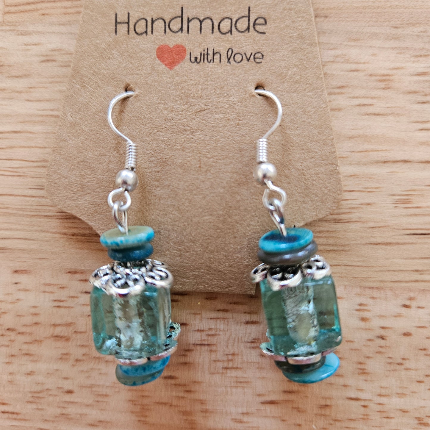 Earrings - Glass Beads - Crystal Clear Ocean
