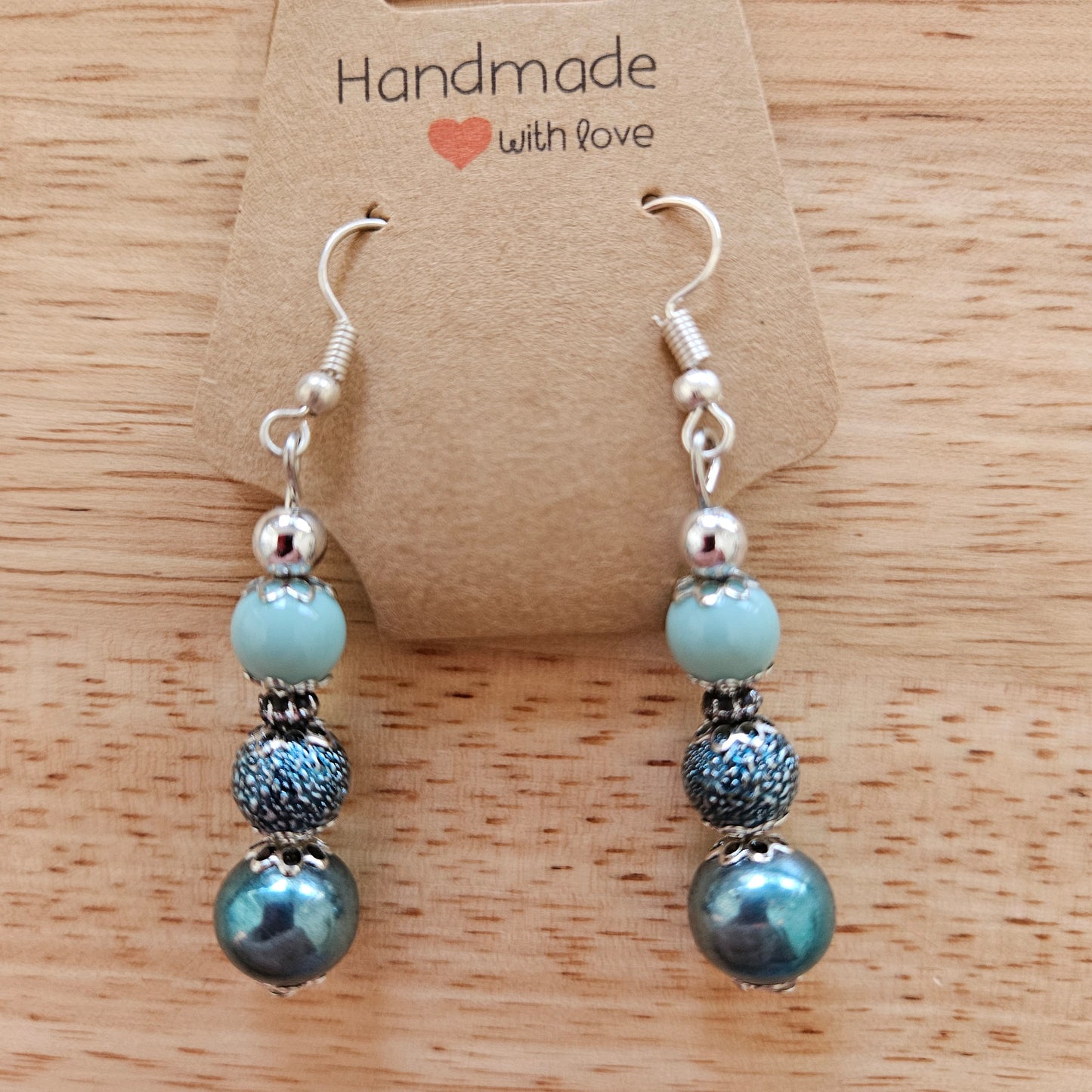 Earrings - Glass Beads - Turquoise sparkle