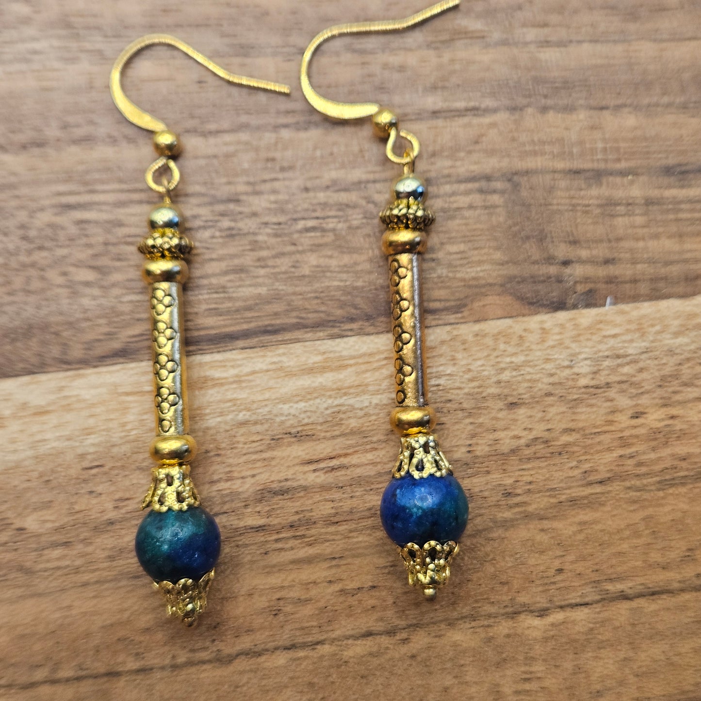 Earrings - Trade/Gemstone Beads - Golden Lapis Lazuli