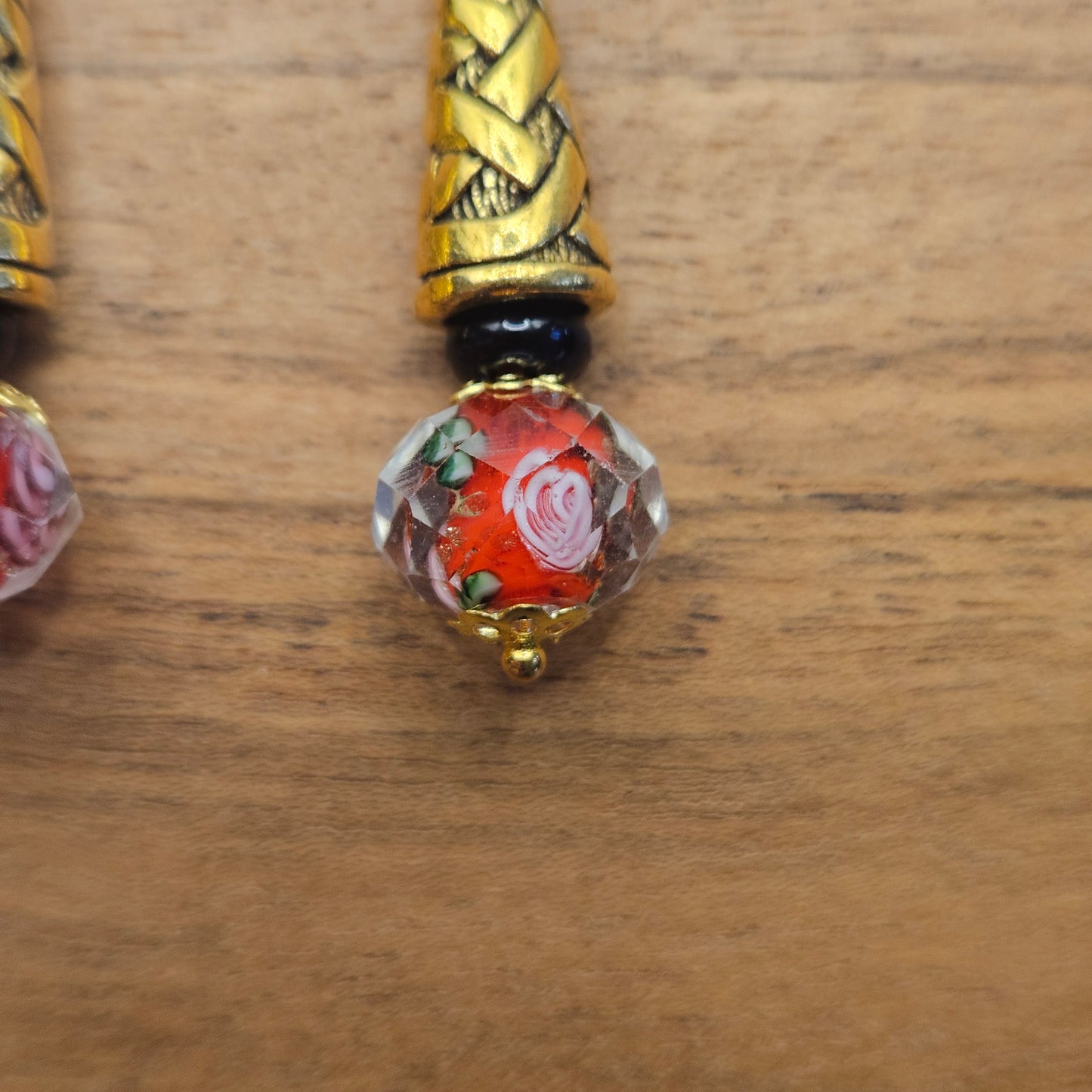 Earrings - Glass Beads - Crystal Red