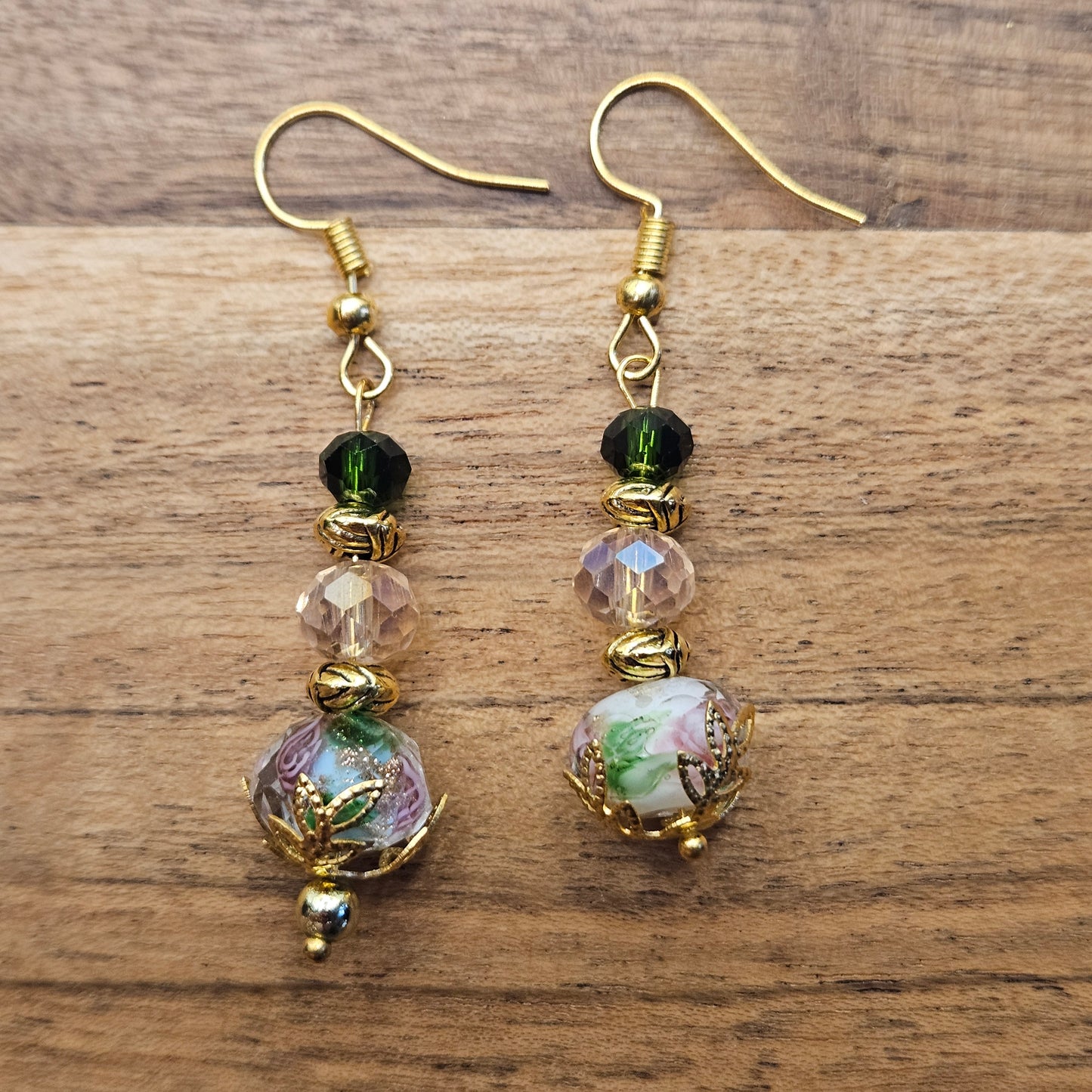 Earrings - Glass Beads - Crystal Pink