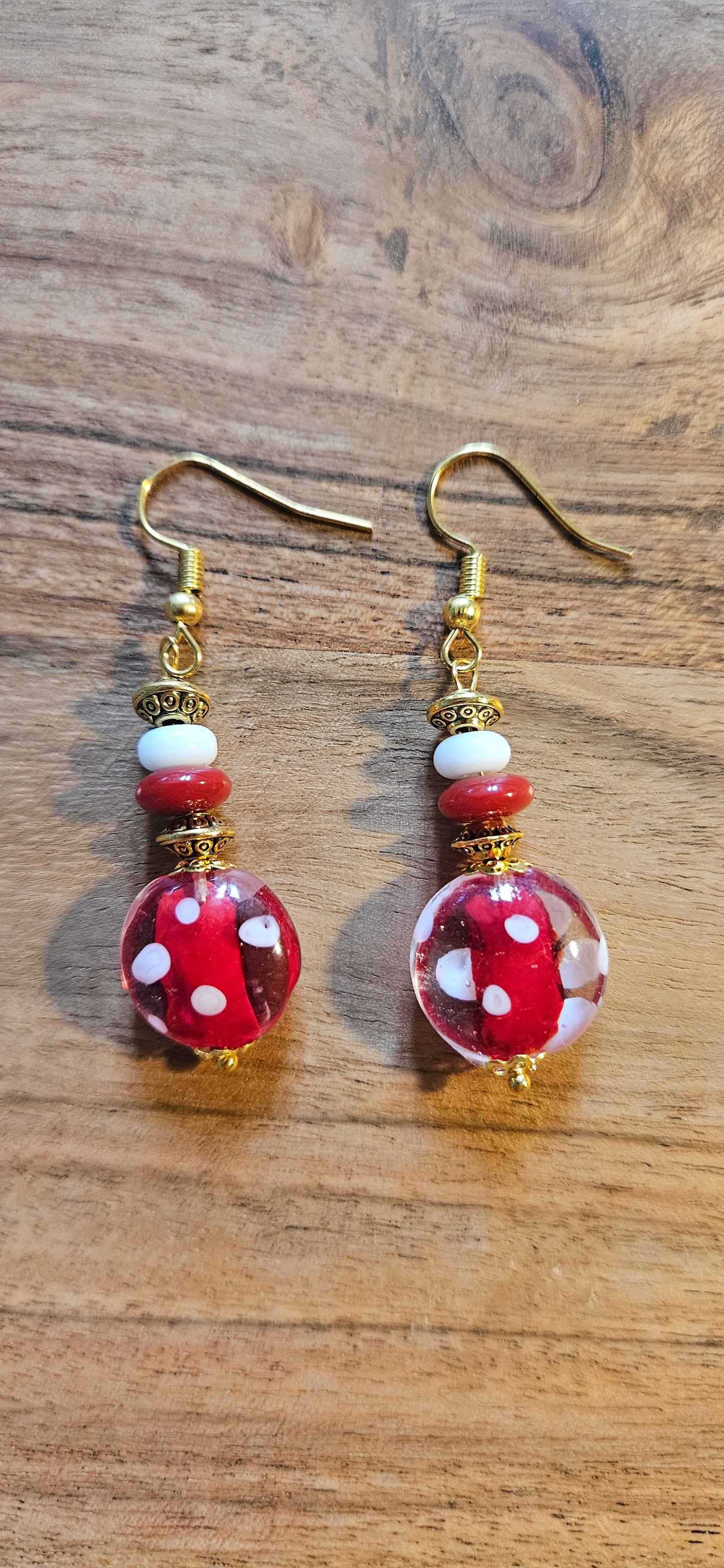 Earrings - Glass Beads - Glass Polka