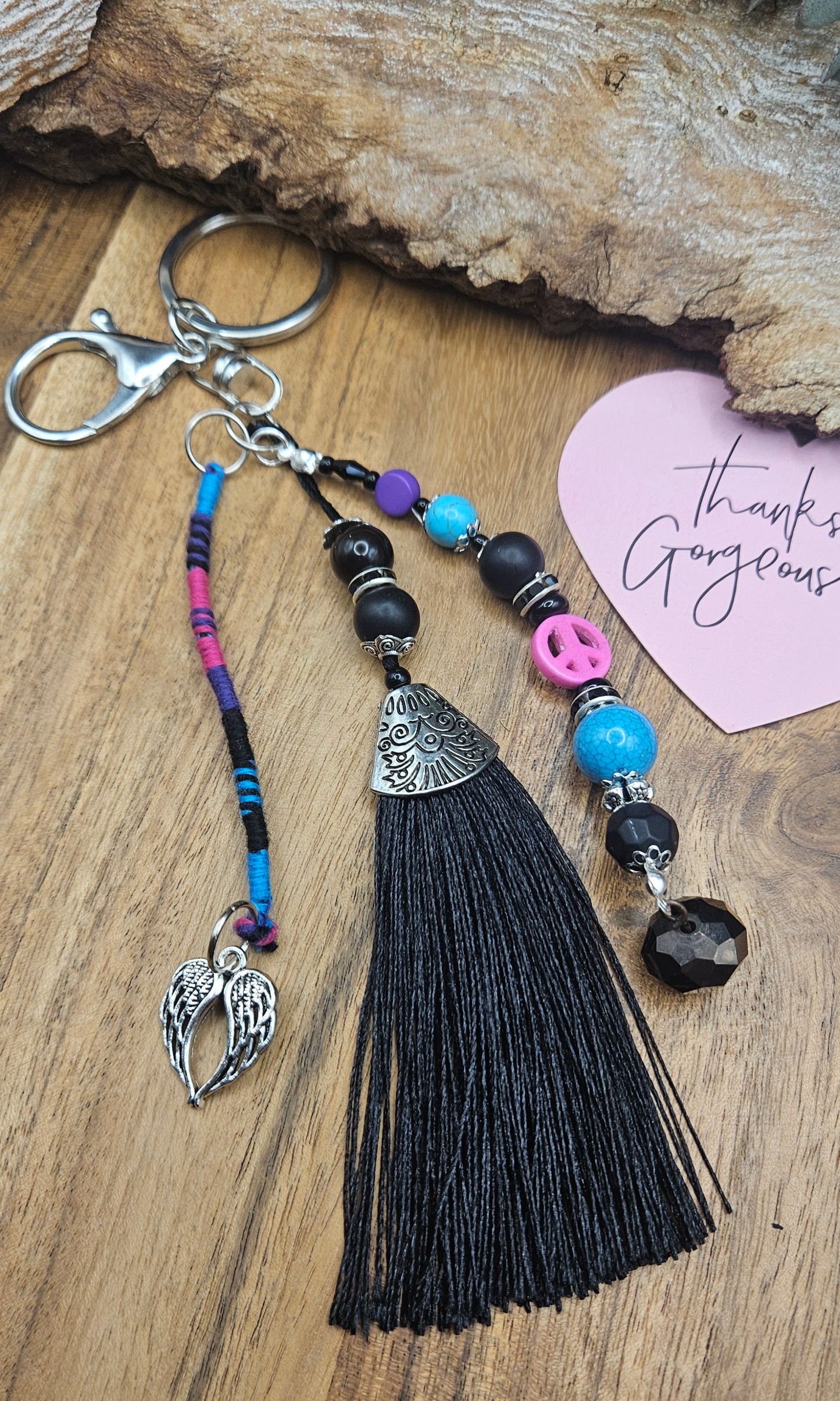 Bag or keyring Blessings- Black and Pink