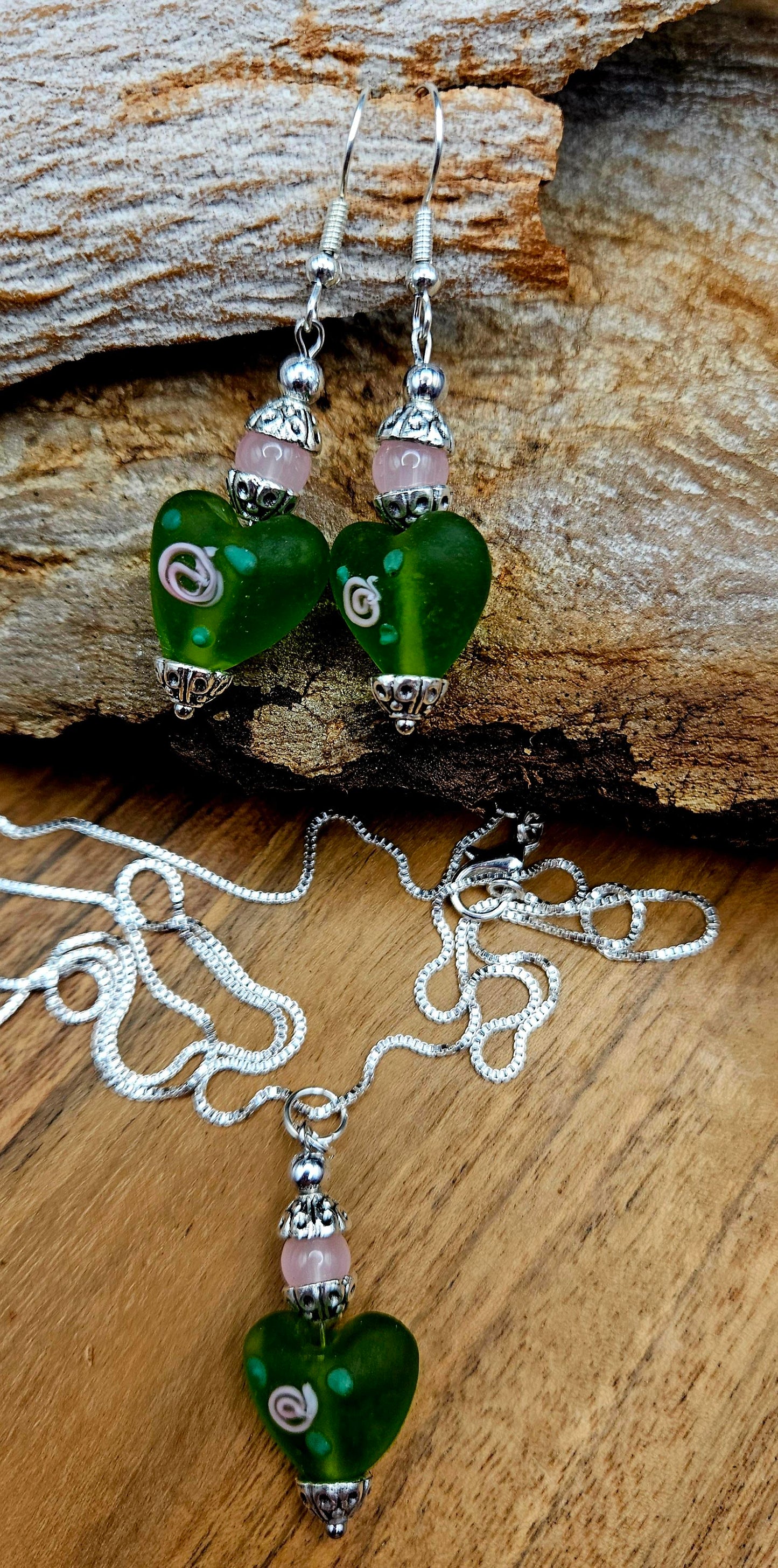 Earrings - Murano Glass Lamp work Beads (SET) Stirling Silver