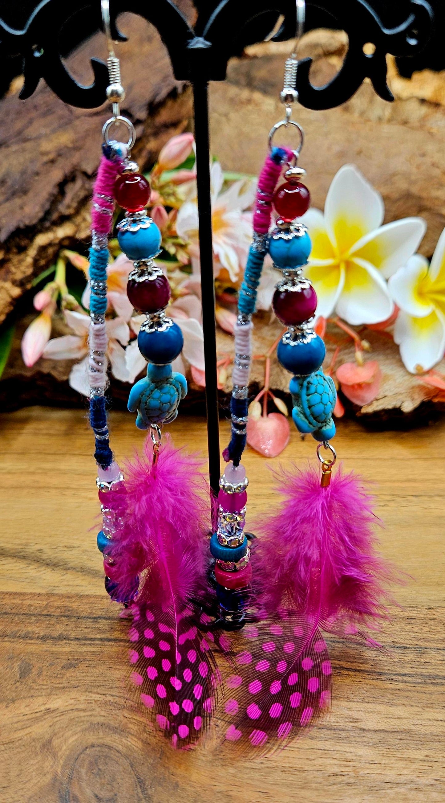 Hairwrap Earrings - Pink Halo