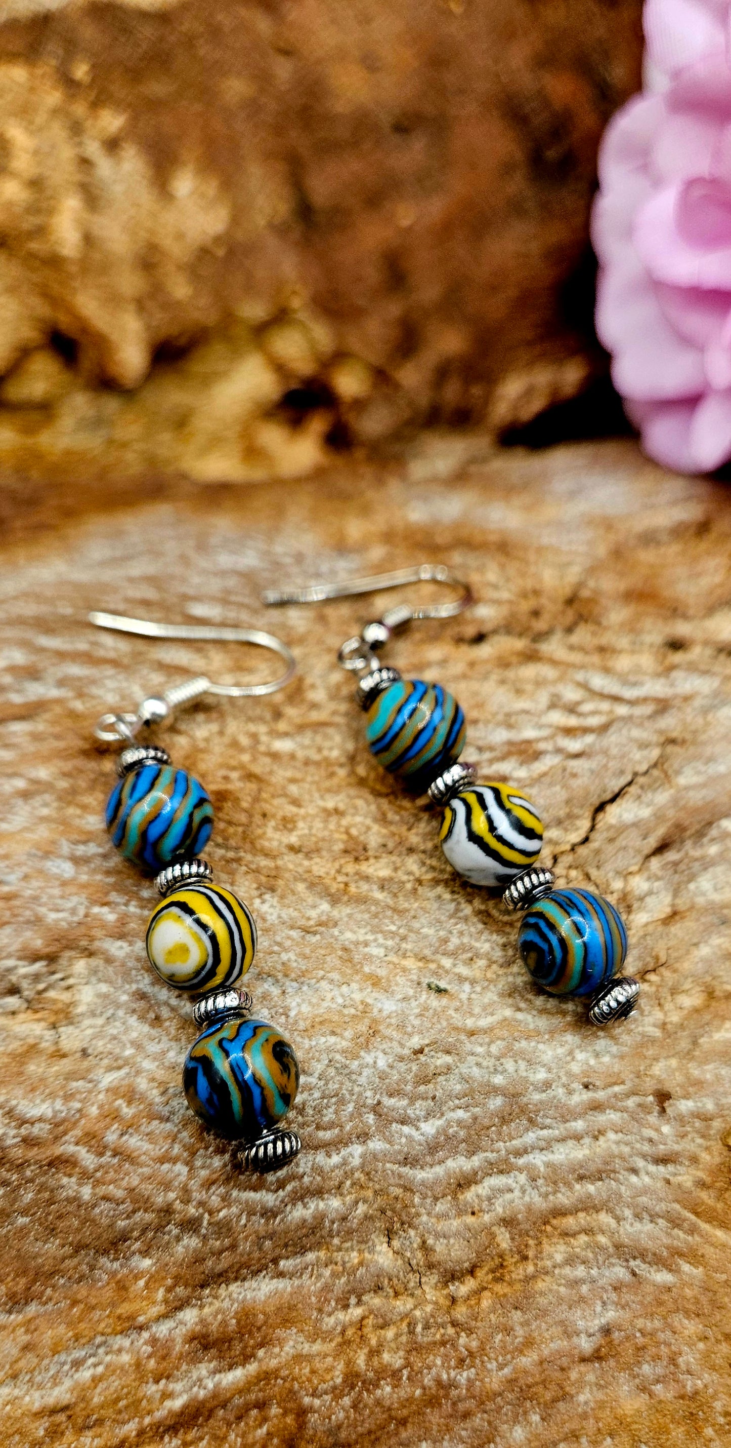 Earrings - Malachite Beads