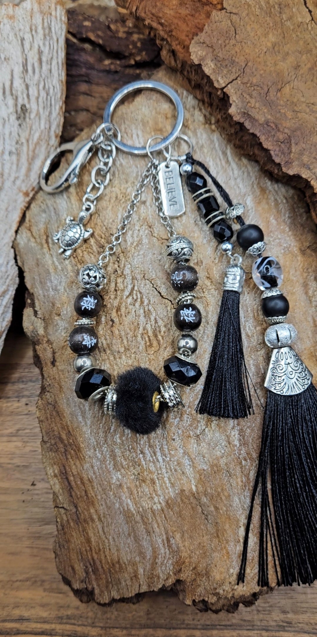 Bag Bling/Keyring - Black Beauty