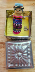 Guatemalan Worry Doll including Hand Pressed tin Box - Doll 6