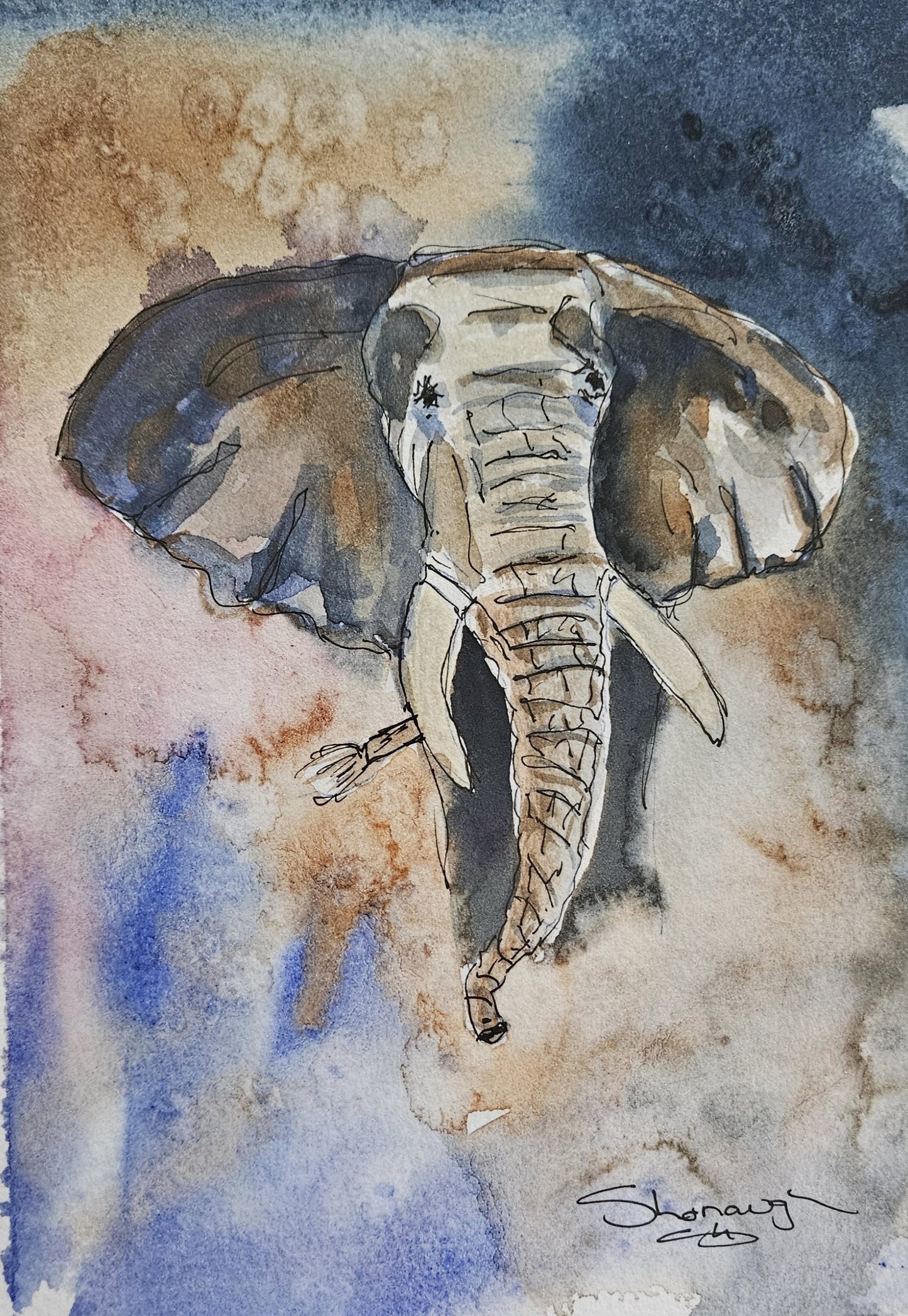 Art - 'Charging Bull Elephant'