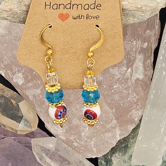 Earrings - Handmade Glass Murano/Millefiori Beads from Italy