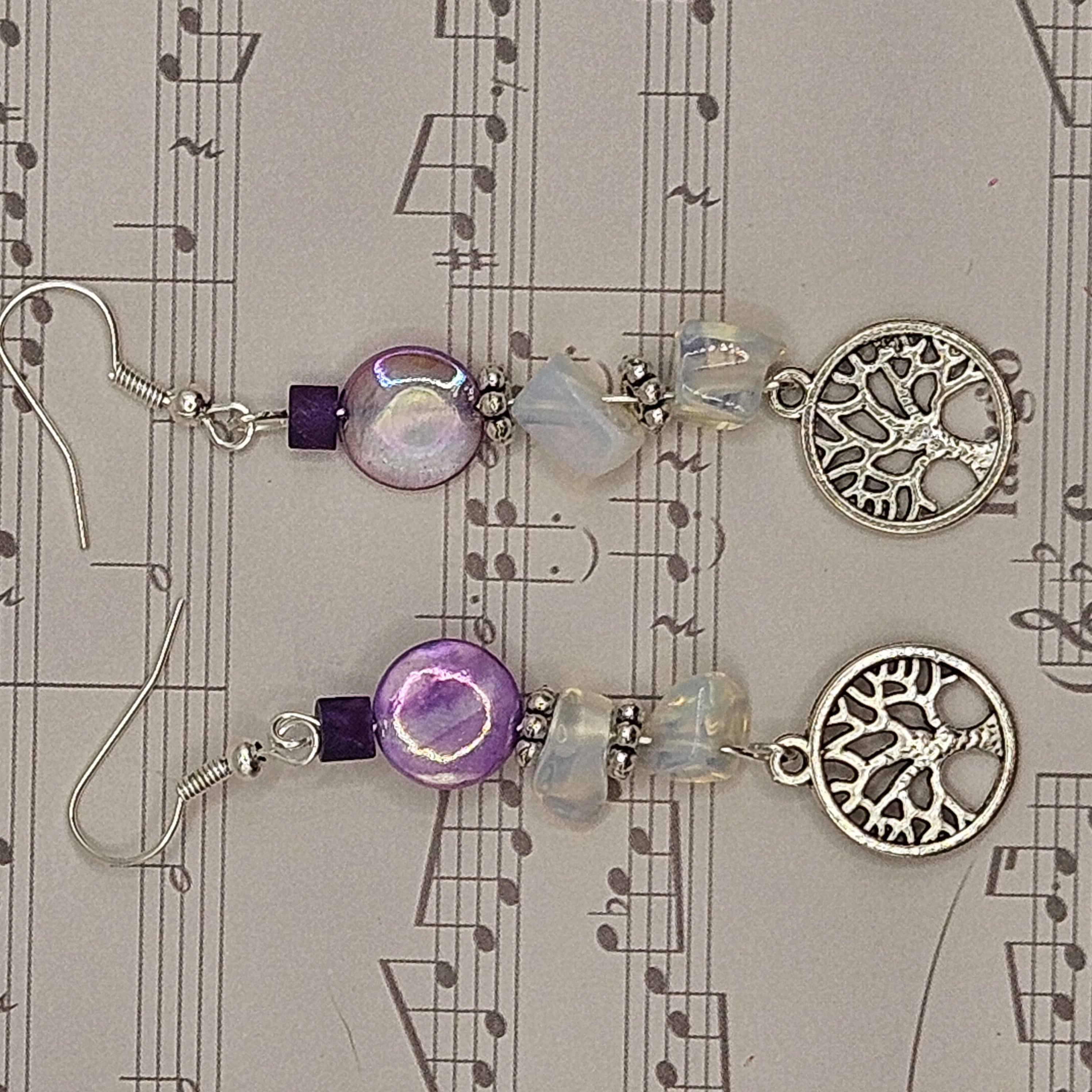 Earrings - Trade/Gemstone Beads - Moonstone and Shell