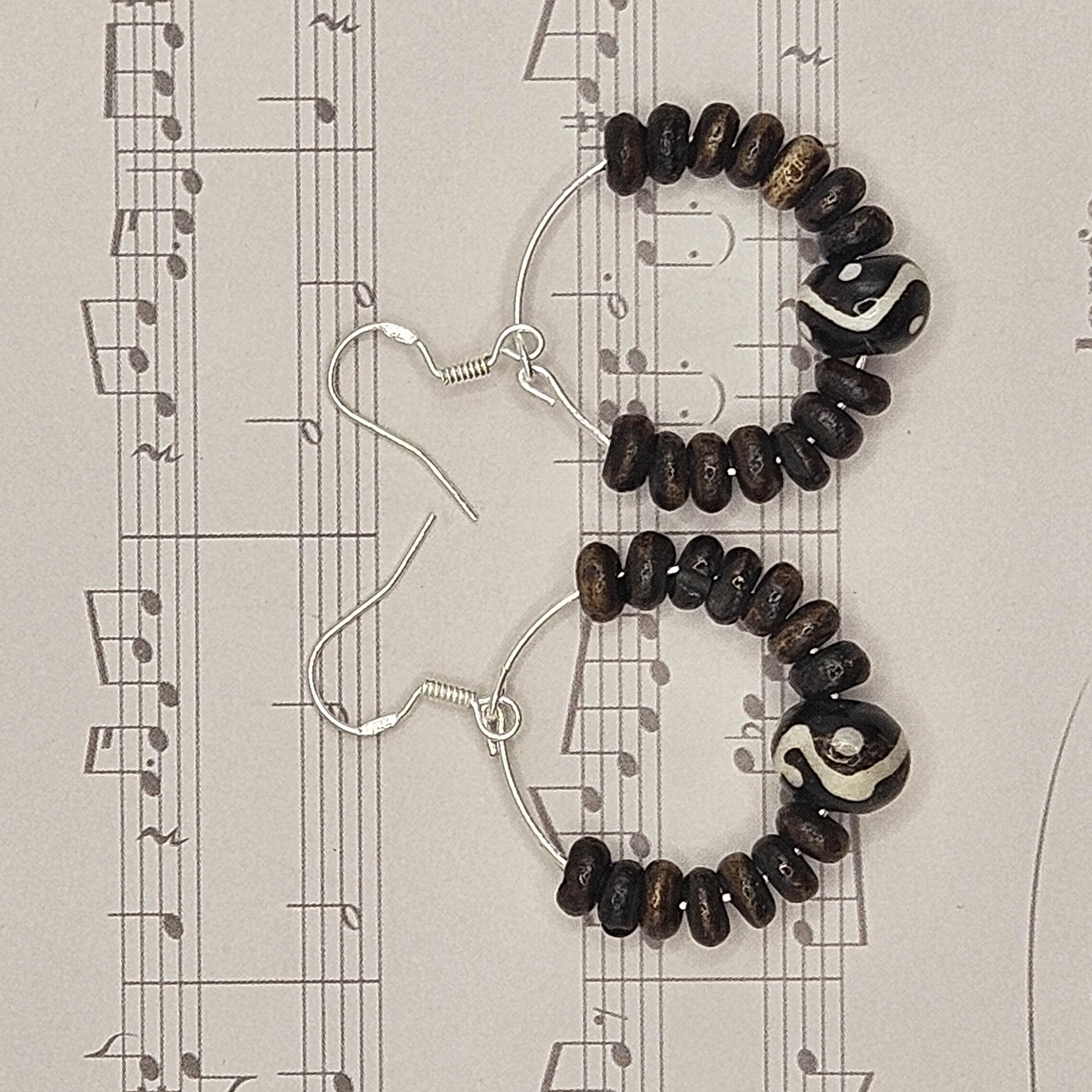 Earrings - Trade/Gemstone Beads -  Bone and Sandlewood Timber Beads