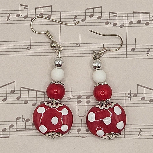 Earrings - Glass & Ceramic Treasures -  Red Ceramic