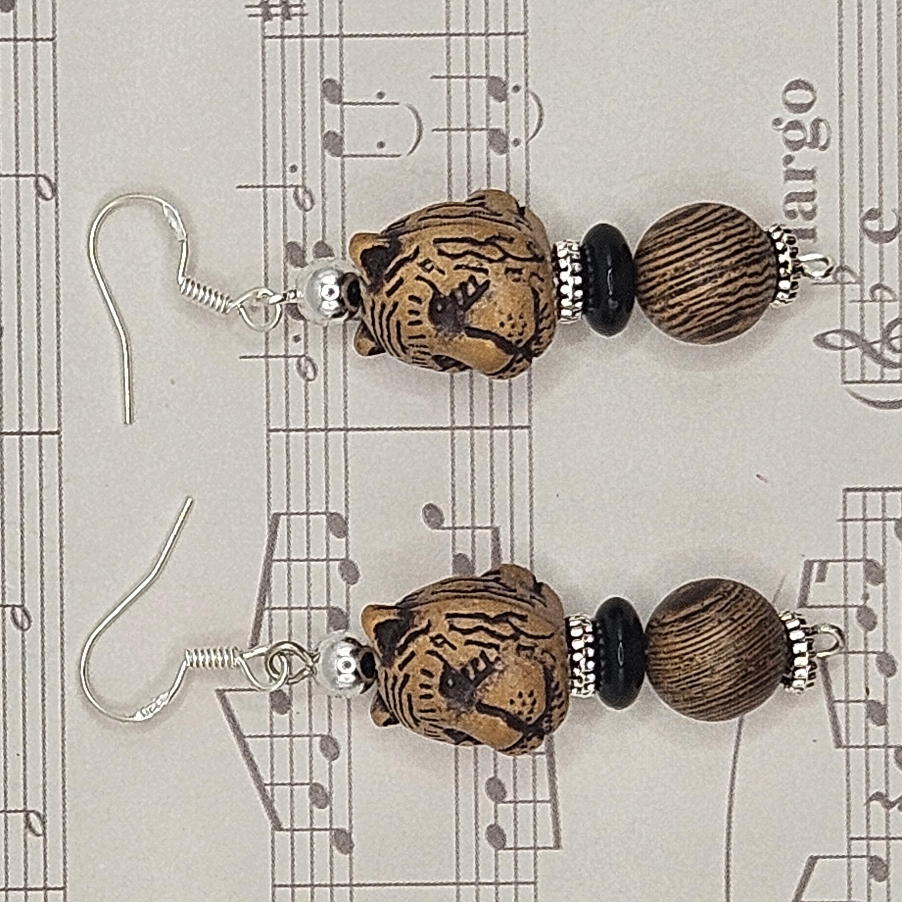 Earrings - Trade/Gemstone Beads - Tiger
