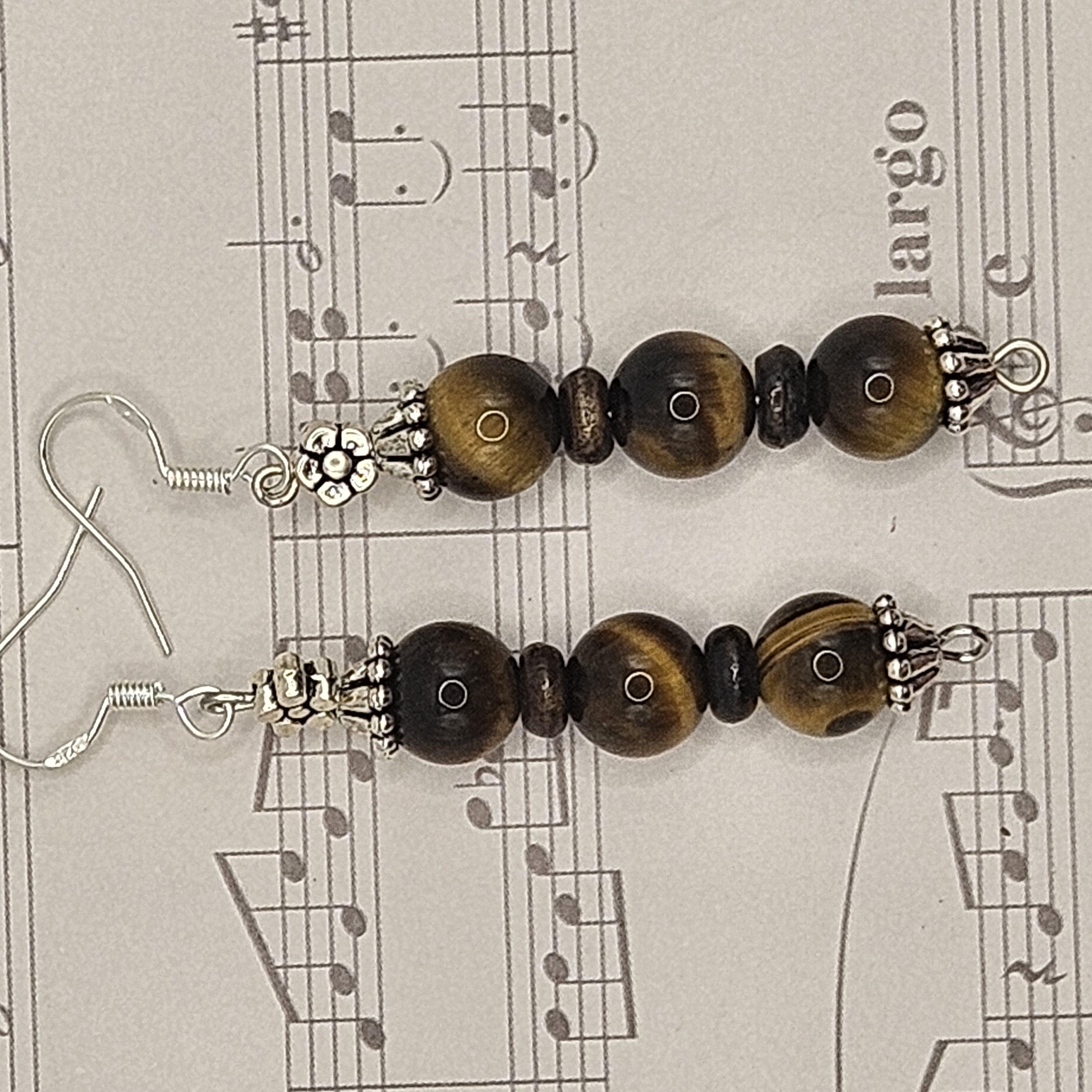Earrings - Trade/Gemstone Beads - Tigers eye