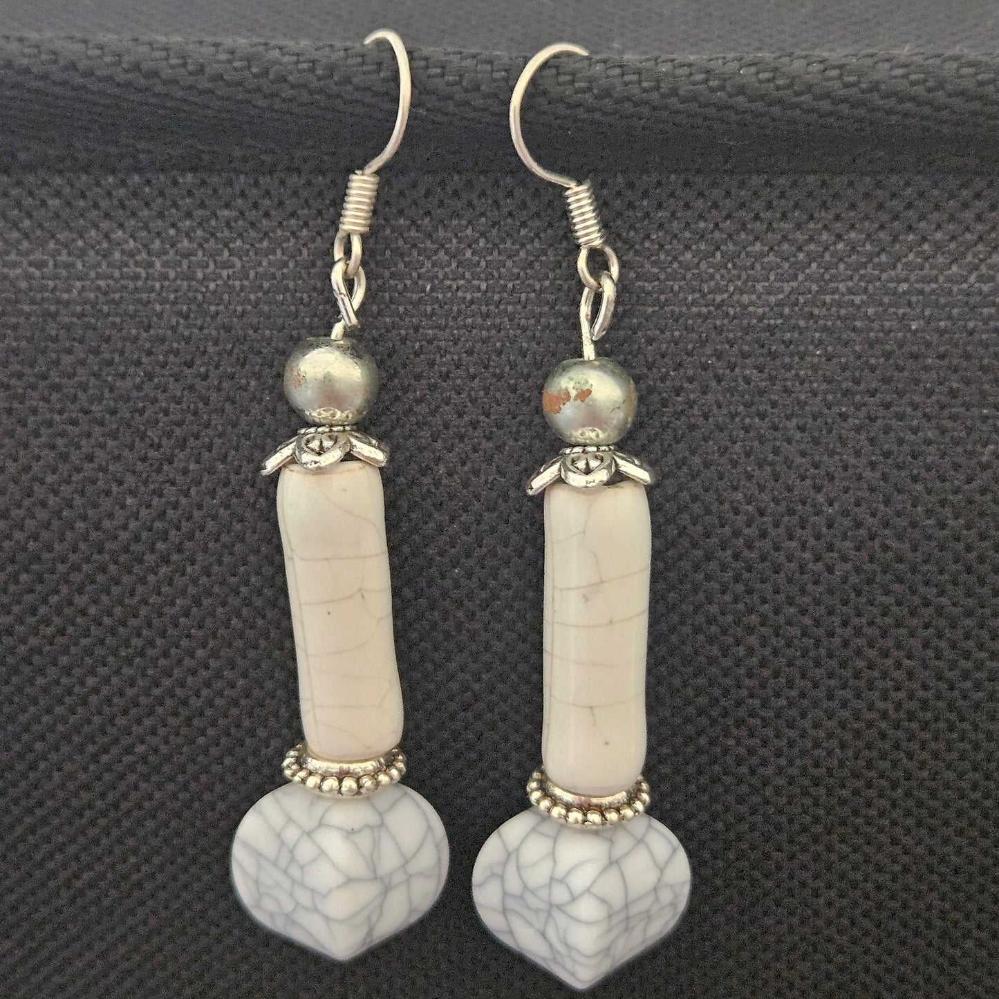 Earrings - Glass & Ceramic Treasures - Handmade Indian Glass Beads -White Goddess