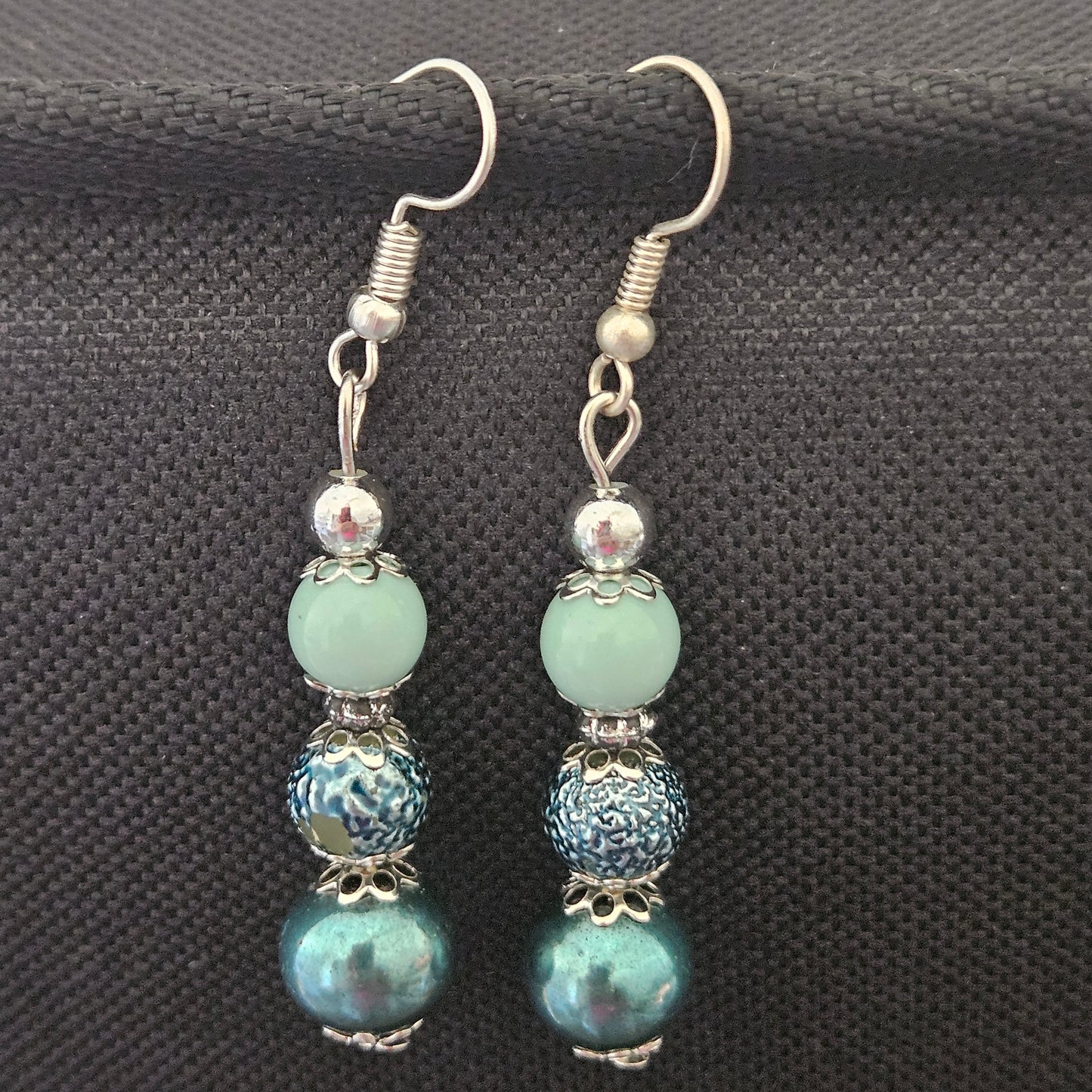 Earrings - Glass & Ceramic Treasures - Handmade Indian Glass Beads - Turquoise sparkle