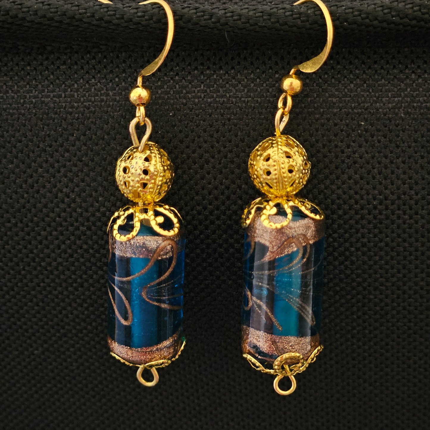 Earrings - Glass & Ceramic Treasures - Handmade Indian Glass Beads - Royal Blue