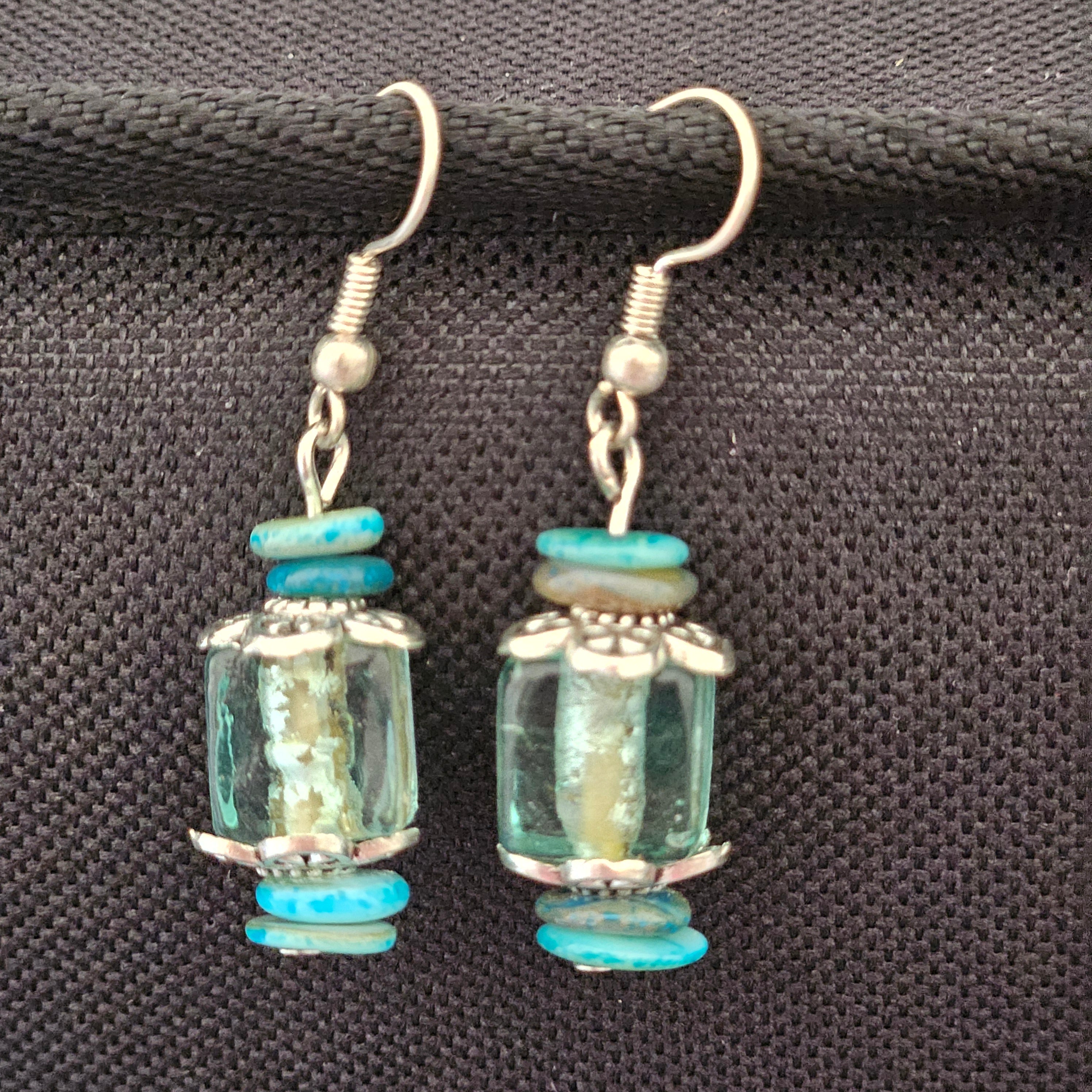 Earrings - Glass Beads - Crystal Clear Ocean