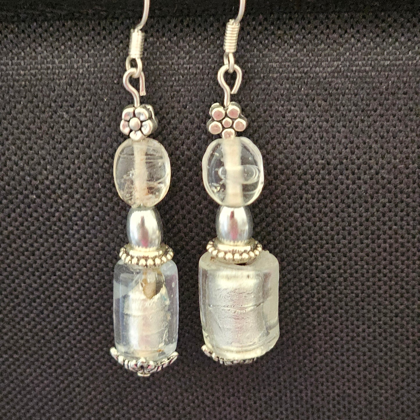 Earrings - Glass & Ceramic Treasures - Handmade Indian Glass Beads - Crystal Clear