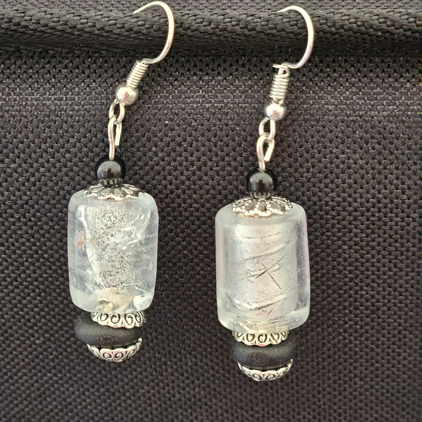 Earrings - Glass & Ceramic Treasures - Handmade Indian Glass Beads - Crystal Clear 2