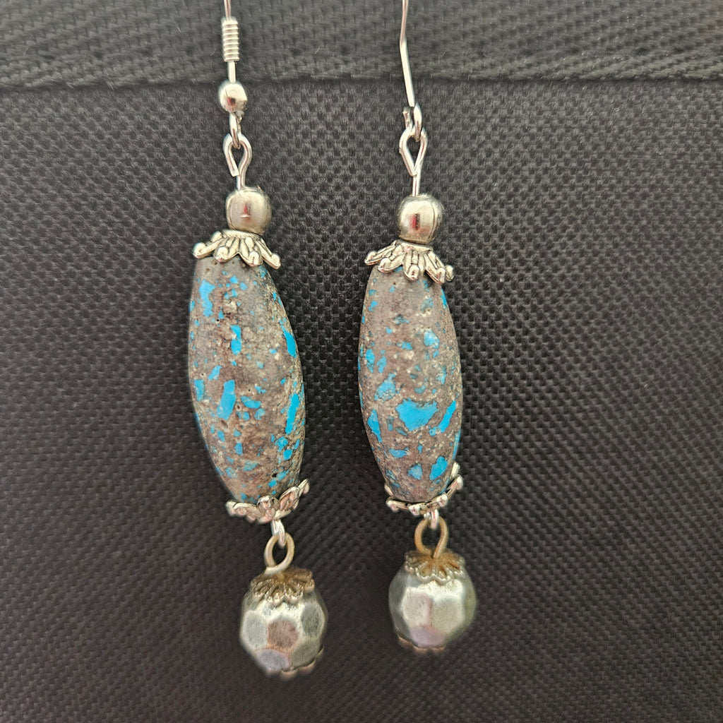 Earrings - Trade/Gemstone Beads - Speckled Stone