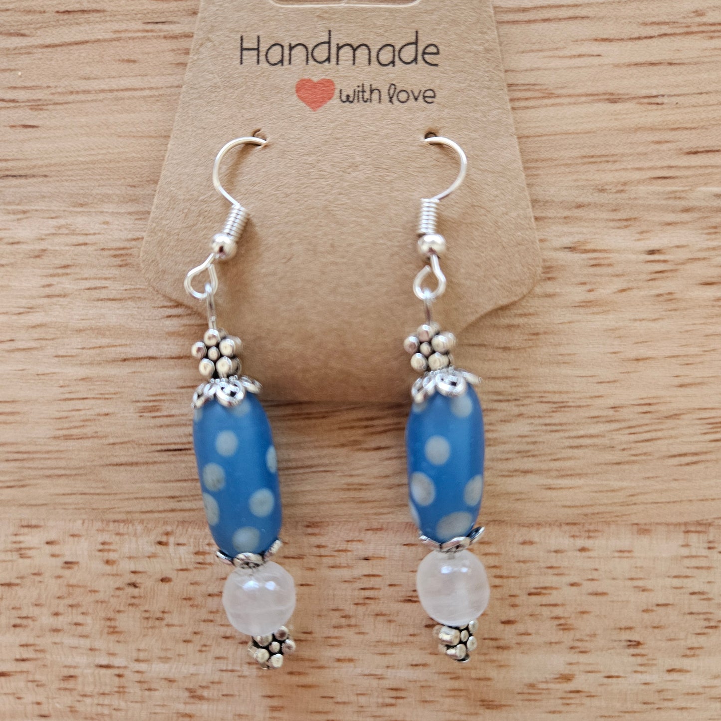 Earrings - Glass & Ceramic Treasures - Handmade Indian Glass Beads - Polka Dot