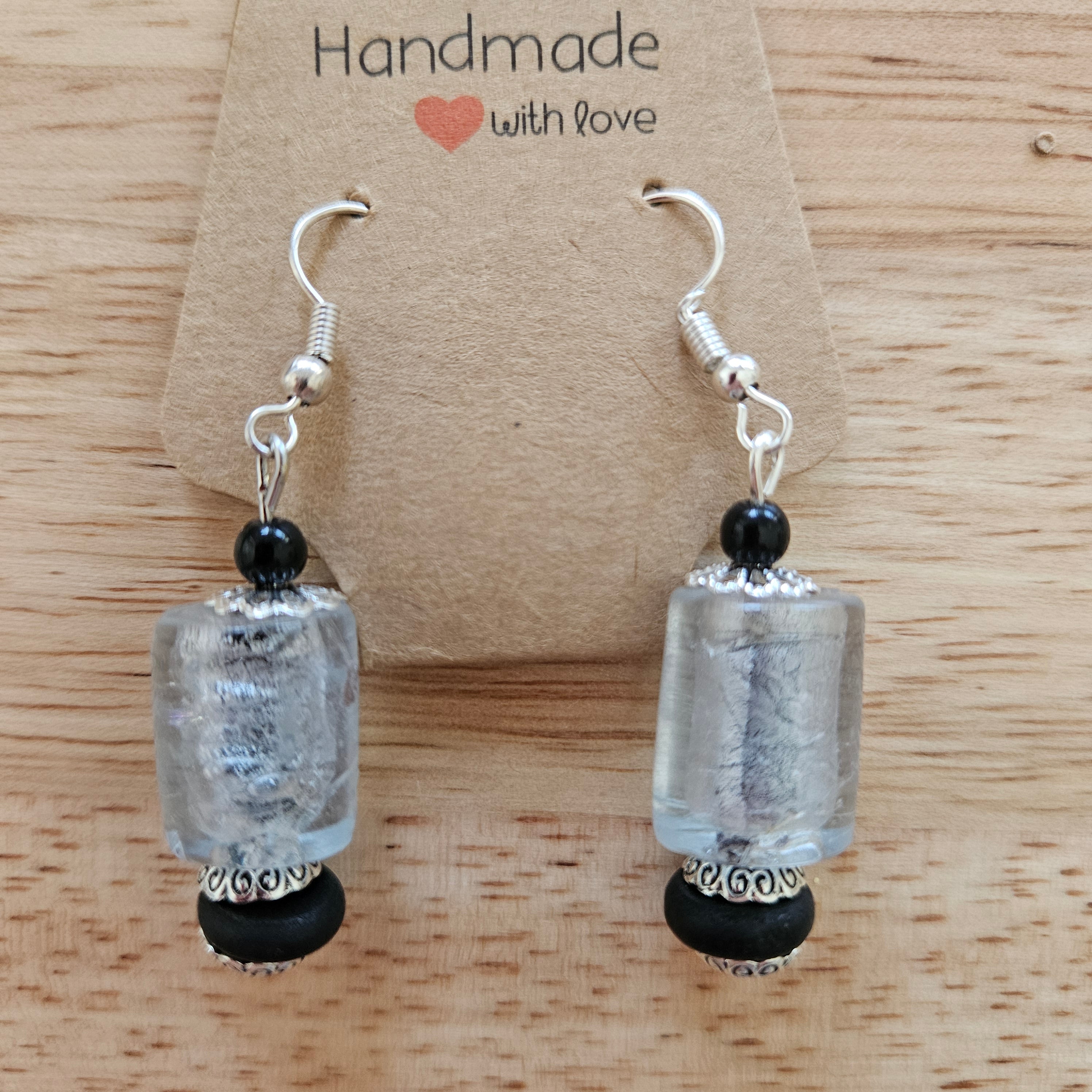 Earrings - Glass Beads - Crystal Clear 2