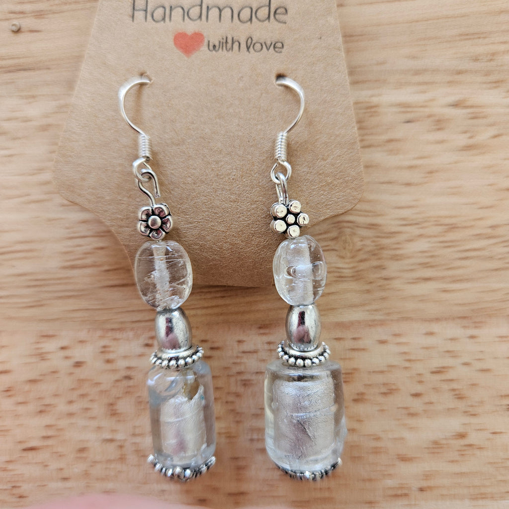 Earrings - Glass Beads - Crystal Clear