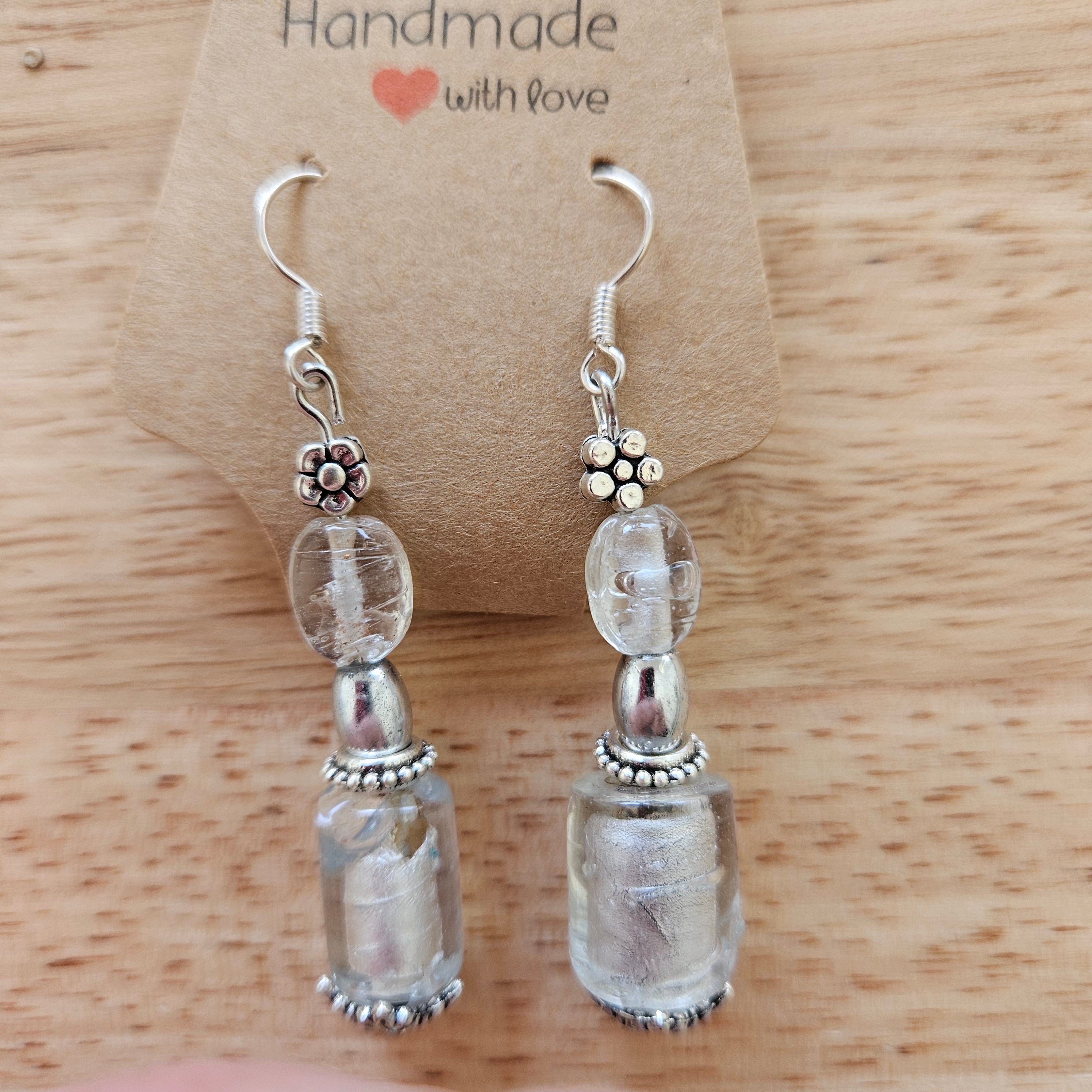 Earrings - Glass Beads - Crystal Clear