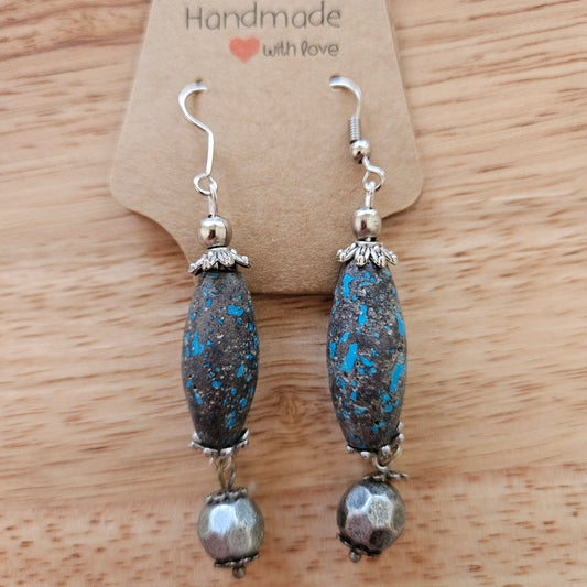 Earrings - Gemstone Glow Earrings -  Stone Trade Bead Speckled Stone