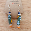 Earrings - Glass Beads -Blue Orange