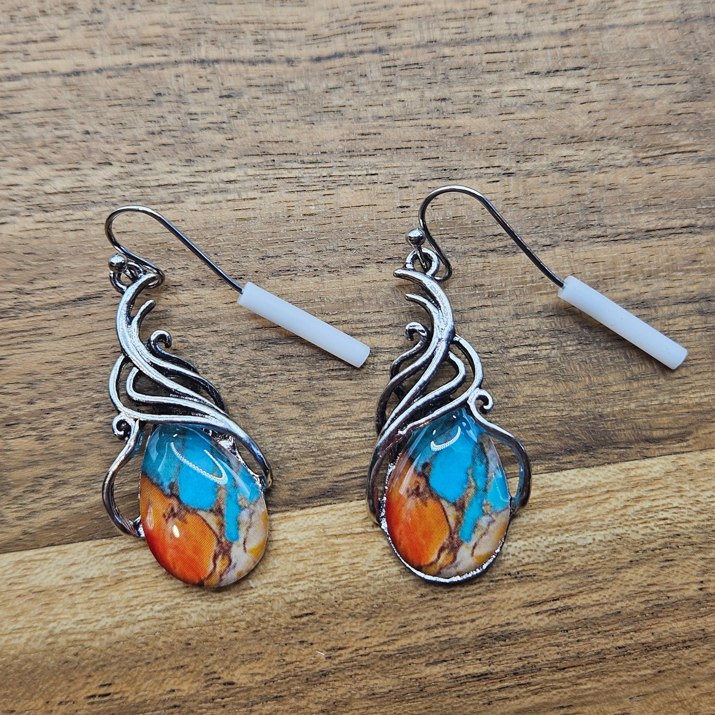 Earrings - Gemstone Glow Earrings -  Resin Orange