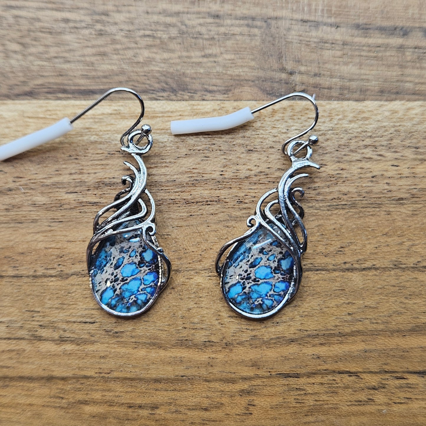 Earrings - Gemstone Glow Earrings -  Resin Blue