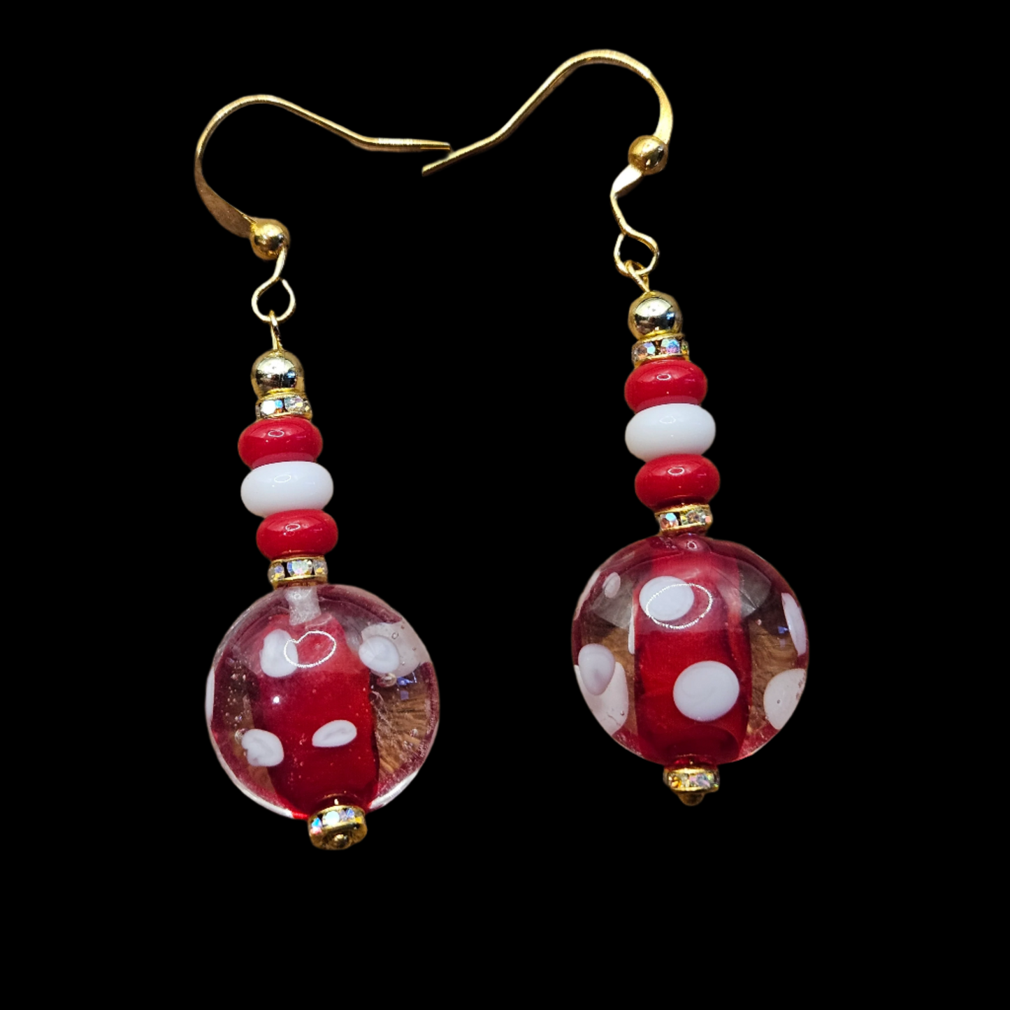 Earrings - Glass & Ceramic Treasures - Red Dot