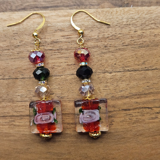 Earrings - Glass & Ceramic Treasures - Clearly Red