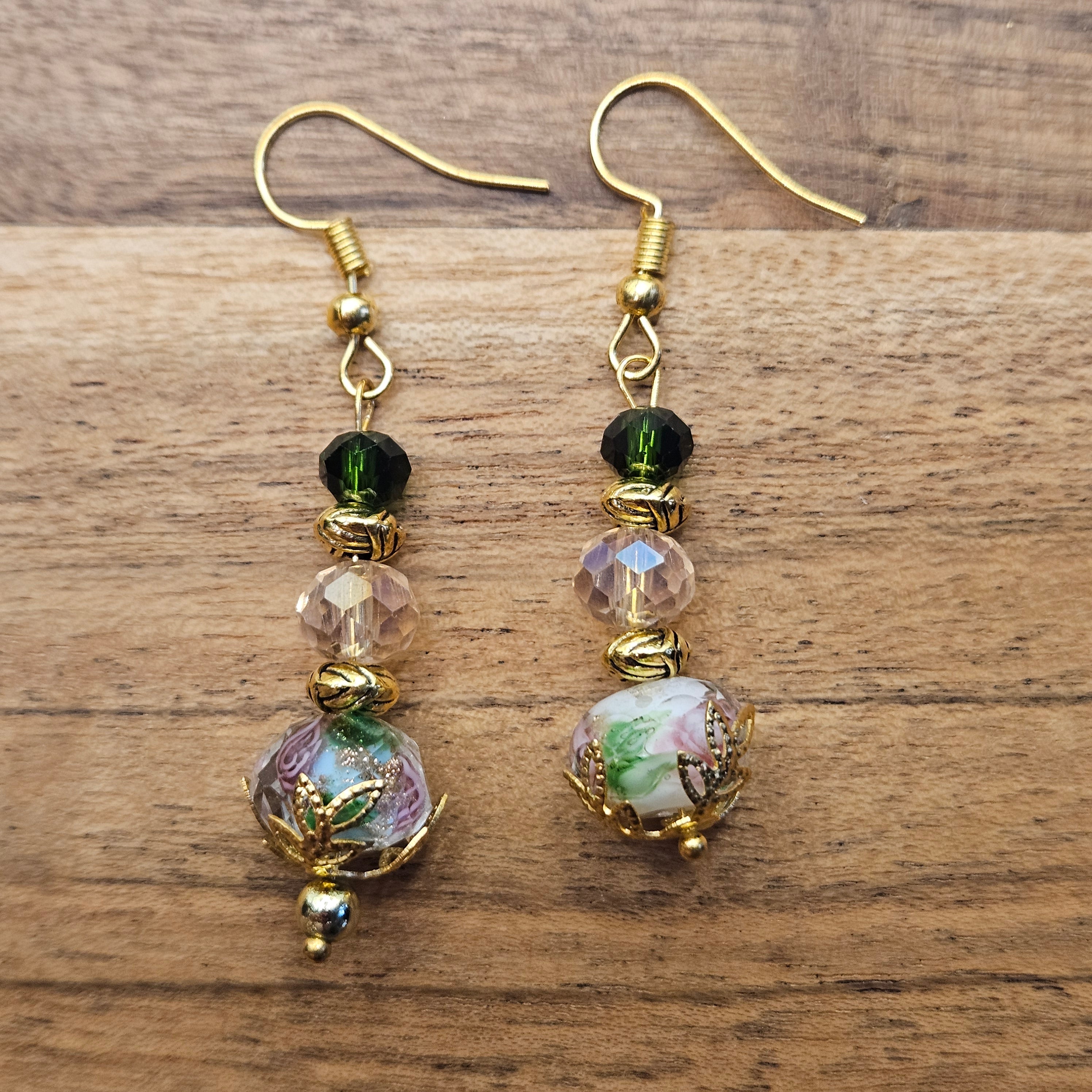 Earrings - Glass Beads  - Crystal Pink