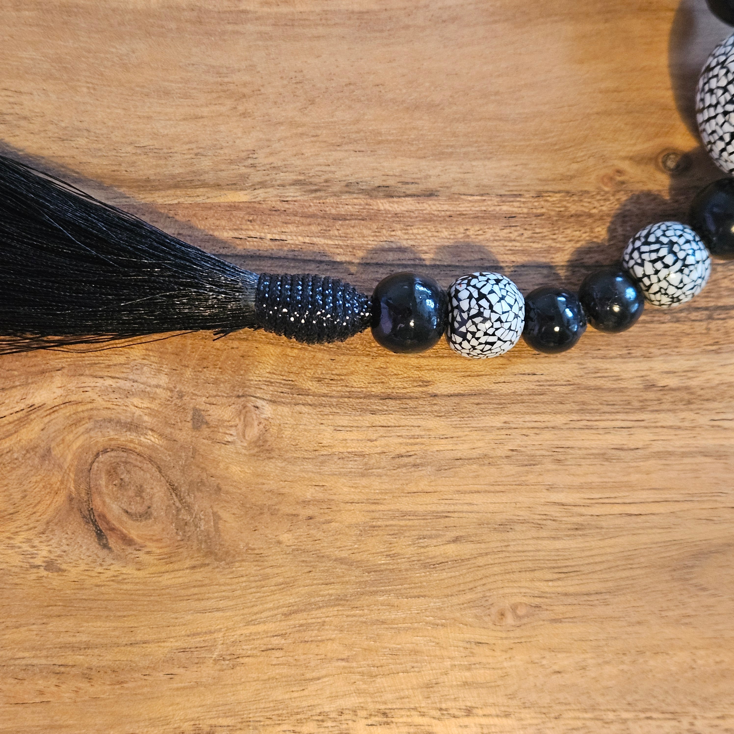 Mindfull Meditation Beads  - Black Tassel