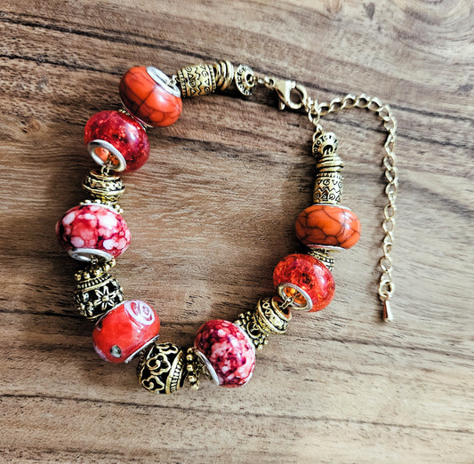 Charm Bracelet - Fire Red