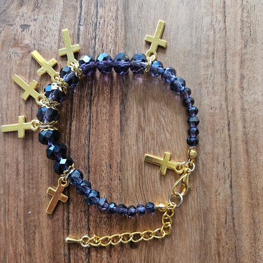 Charm Bracelet - Purple Cross