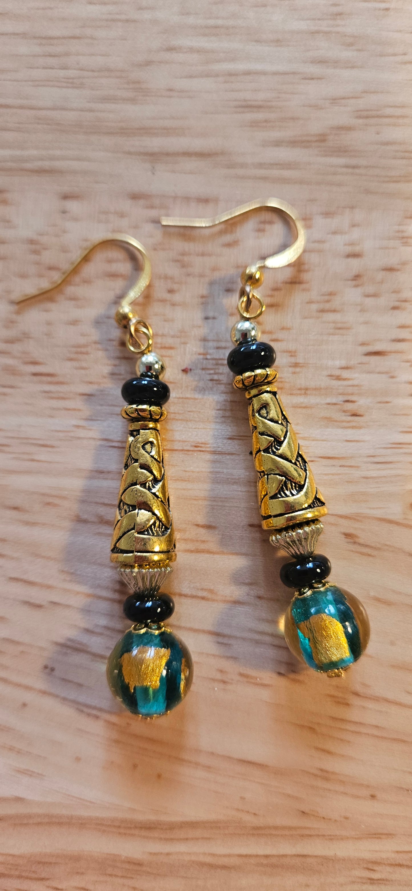 Earrings - Gemstone Glow Earrings -  Turquoise Gold