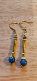 Earrings - Trade/Gemstone Beads -  Lapis Lazuli Gold